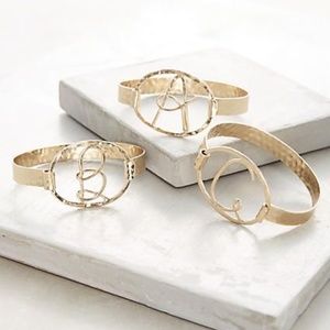 Gold Monogram Script Cuff Bracelet T H F